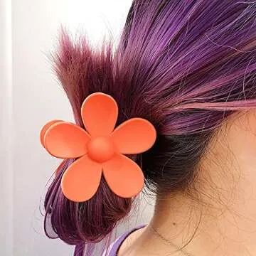6 PCS Big Matte Plastic Flower Claw Clips for Women Girls - Non Slip Jaw Barrettes, Thick Hair Accessories (6 Colors B)