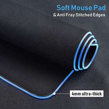 Large RGB Gaming Mouse Pad - Soft Non-Slip Rubber Base Led Mousepad, Thick Computer Keyboard Mice Mat for MacBook, PC, Laptop, Desk(31.5 x 11.8 x 0.15In)