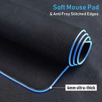 Large RGB Gaming Mouse Pad - Soft Non-Slip Rubber Base Led Mousepad, Thick Computer Keyboard Mice Mat for MacBook, PC, Laptop, Desk(31.5 x 11.8 x 0.15In)