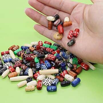 Fun-Weevz 120 PCS Ox Bone Beads for Jewelry Making Adults, Large Natural African Beads, Native American and Indian Bead Supplies, Bulk Assorted Craft Buffalo Bone Hairpipe Beads