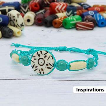 Fun-Weevz 120 PCS Ox Bone Beads for Jewelry Making Adults, Large Natural African Beads, Native American and Indian Bead Supplies, Bulk Assorted Craft Buffalo Bone Hairpipe Beads