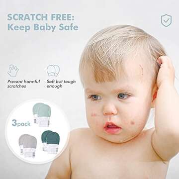 HAPIU Baby Mitten,3 Pack, Emerald&Sage&Storm, 6-12 Months