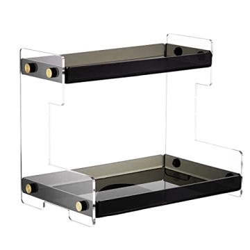 NEWRAIN Bathroom Organizer Countertop – Makeup 2-Tier Organizer with Gold Accents