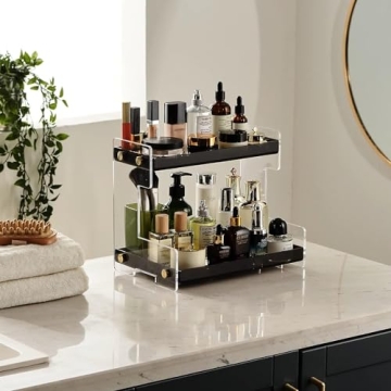 NEWRAIN Elegant 2-Tier Bathroom Organizer for Makeup