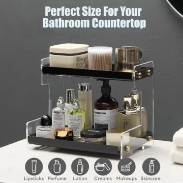 NEWRAIN Elegant 2-Tier Bathroom Organizer for Makeup