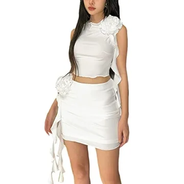Chic Ruffle 2 Piece Mini Skirt Set for Women - Y2K Style