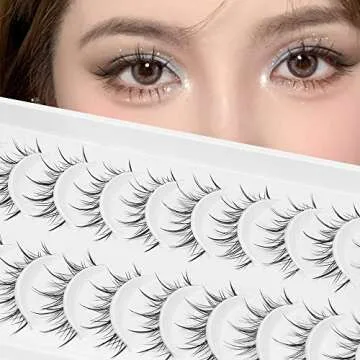 outopen Manga Lashes with Clear Band Japanese Anime Cosplay Eyelashes Asian False Eyelashes Natural Look Like Individual Clusters(B02-Asian Style | 9-13MM)