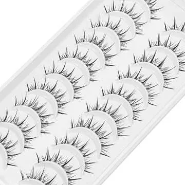 outopen Manga Lashes with Clear Band Japanese Anime Cosplay Eyelashes Asian False Eyelashes Natural Look Like Individual Clusters(B02-Asian Style | 9-13MM)
