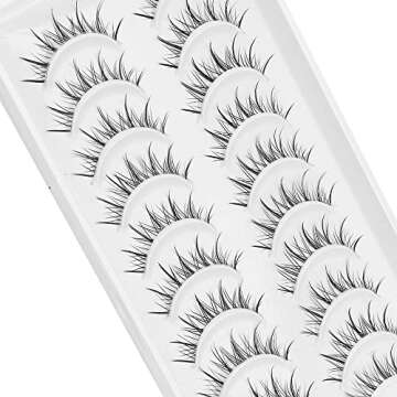 outopen Manga Lashes with Clear Band Japanese Anime Cosplay Eyelashes Asian False Eyelashes Natural Look Like Individual Clusters(B02-Asian Style | 9-13MM)