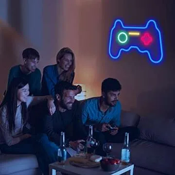 HSEFURNI Gamepad Neon Sign 16" x 11", Birthday Gifts for Teen Boys, USB Powered Light Up LED Signs, Teenage Boy Gifts Ideas, Teen Boys Gift Ideas, Gifts for Teenage Boys, Teenager Gifts