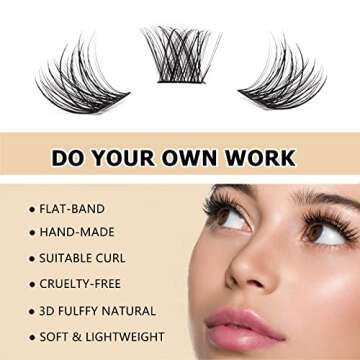 Lanciley Lash Clusters DIY Eyelash Extensions 45 Clusters Lashes 10-14mm 5 Styles C CC D Curl Individual Lashes with Eyelash Glue Thin Band Reusable Soft & Comfortable Lashes Cluster DIY at Home
