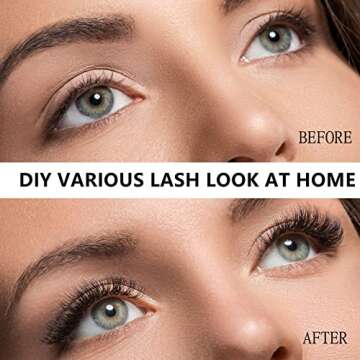 Lanciley Lash Clusters DIY Eyelash Extensions 45 Clusters Lashes 10-14mm 5 Styles C CC D Curl Individual Lashes with Eyelash Glue Thin Band Reusable Soft & Comfortable Lashes Cluster DIY at Home