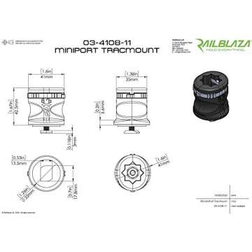 RAILBLAZA MiniPort Kayak Track Mount Base for Rod Holders, Easy Installation with No Tools Required
