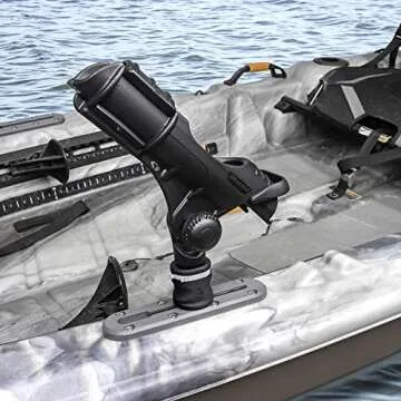 RAILBLAZA MiniPort Kayak Track Mount Base for Rod Holders, Easy Installation with No Tools Required
