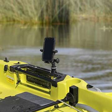 RAILBLAZA MiniPort Kayak Track Mount Base for Rod Holders, Easy Installation with No Tools Required