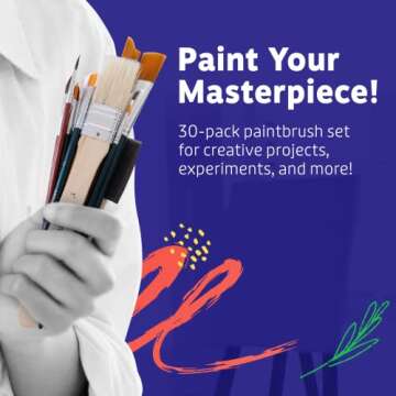 Artlicious Paint Brushes - Acrylic Paint Set and Detail Paint Brushes for Kids - Use with Craft, Watercolor, Oil, Gouache Paints, Face Art, Washable Paints, Miniature Detailing and Rock Painting