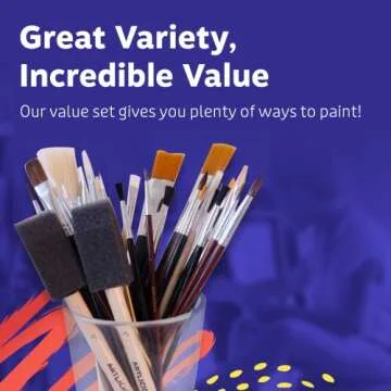 Artlicious Paint Brushes - Acrylic Paint Set and Detail Paint Brushes for Kids - Use with Craft, Watercolor, Oil, Gouache Paints, Face Art, Washable Paints, Miniature Detailing and Rock Painting