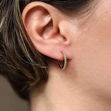 Luxury Diamond Round Hoop Earrings - Perfect Size | Hypoallergenic 14k solid gold