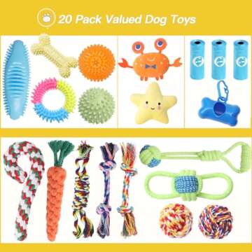 JMZDS&JL Puppy Toys 20 Pack, Puppy Chew Toys for Teething, Pet Dog Toothbrush Chew Toys for Puppy, I...