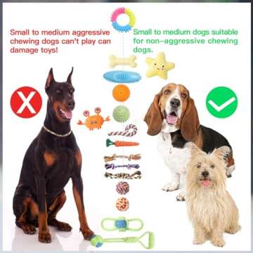 JMZDS&JL Puppy Toys 20 Pack, Puppy Chew Toys for Teething, Pet Dog Toothbrush Chew Toys for Puppy, Indestructible Pet Interactive Tug of War Squeaky Rope Toys for Puppies Small Medium Breed Chewers