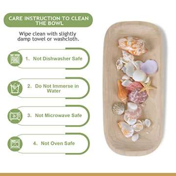 Uziass Wood Dough Bowl, 14.75” Hand Carved Rustic Wooden Dough Bowls Decorative Wood Dough Bowl Long Wood Bowl Making Dough Bowl for Dining Table Centerpiece Living Room Home Kitchen Decor