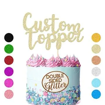 Customizable Personalized Cake Topper with Double-Sided Glitter for Every Celebration