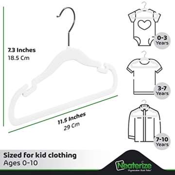 Velvet Baby Hangers for Clothes - Heavy Duty Non Slip Velvet Kids Hangers Or Toddler Hangers for Closet | Ultra Thin Design Kid Hangers for Space Saving - Ganchos De Ropa para Bebe (40 Pack White)