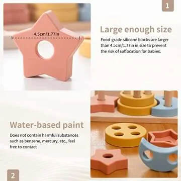 Samonyed Shape Sorter Toy for Toddlers, Montessori Toy for 1 2 3 Year Wooden Sorting & Stacking Toys, Shape & Color Recognition Preschool Educational Toy Learning Activities for Boys Girls