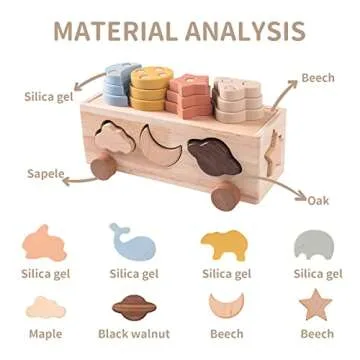 Samonyed Shape Sorter Toy for Toddlers, Montessori Toy for 1 2 3 Year Wooden Sorting & Stacking Toys, Shape & Color Recognition Preschool Educational Toy Learning Activities for Boys Girls