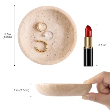 Elegant Travertine Ring Dish Jewelry Tray for Women