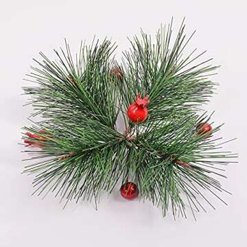 PPXMEEUDC 70 PCS Artificial Green Pine Needles Branches Small Pine Twigs Stems Fake Greenery Pine Pick for Christmas Garland Wreath Embellishing Home Holiday Garden Decoration