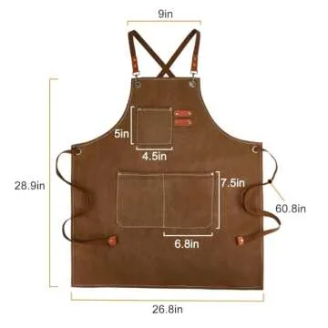 APRONPANDA Cross-Back Chef Aprons for Men Women with Pockets,Cotton Canvas Adjustable Cooking Work A...