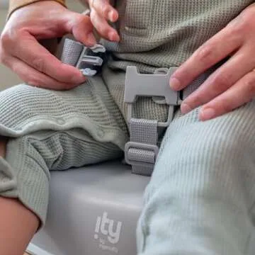 Ingenuity: ity by Ingenuity My Spot Easy-Clean Baby Booster Feeding Chair, 3-Point Harness, Washable Removable Straps - Grey