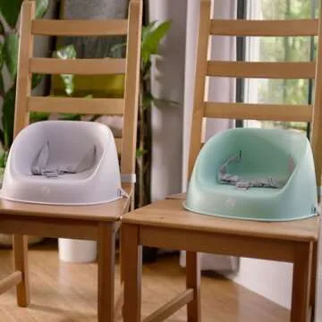 Ingenuity: ity by Ingenuity My Spot Easy-Clean Baby Booster Feeding Chair, 3-Point Harness, Washable Removable Straps - Grey