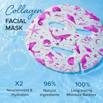 MAREE Collagen Boost Bundle - Sheet Moisturizing Masks & Face Moisturizer Cream - Collagen & Hyaluronic Acid, Retinol, Pearl Extract - Hydrating Skin Care Mask & Anti Aging Face Cream - 6 pack & 1.7oz