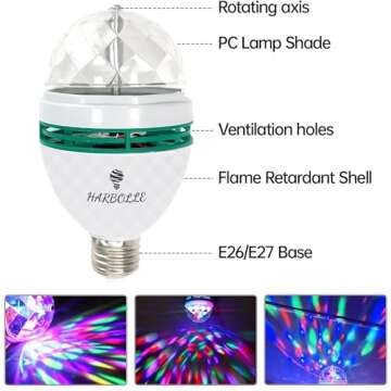 HARBOLLE RGB Color Rotating Bulbs for Parties and Events