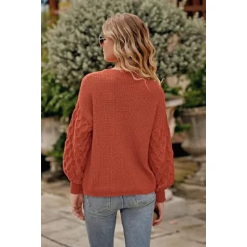 PRETTYGARDEN Women's 2024 Orange Chunky Knit Sweater