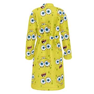 SUPER PLUSH Full-Length Long Sleeve Fleece Wrap Robe with SpongeBob Head toss design, One size Fits ...