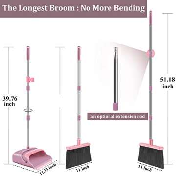 Chouqing Broom and Dustpan Set for Home,Broom and Dustpan Set,Broom Dustpan Set, Broom and Dustpan C...