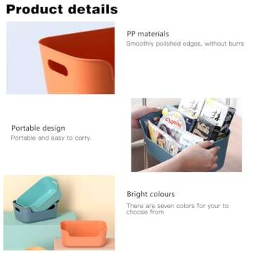 OWill 12-Pack Mixed Plastic Storage B-ins and Baskets for Efficient Home Classroom Organization - Small Containers in Multiple Colors for Kitchen, Cupboard Box, Bathroom Organizer on Shelves and Tubs