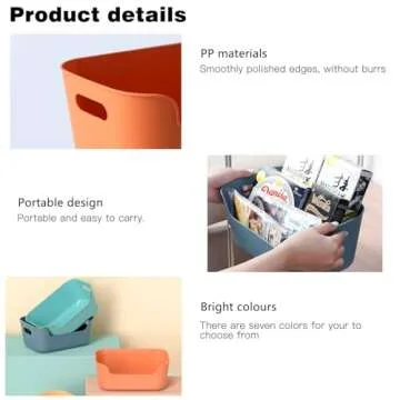 OWill 12-Pack Mixed Plastic Storage B-ins and Baskets for Efficient Home Classroom Organization - Small Containers in Multiple Colors for Kitchen, Cupboard Box, Bathroom Organizer on Shelves and Tubs