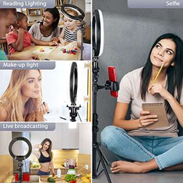 PHOPIK 8'' Adjustable Selfie Ring Light for All