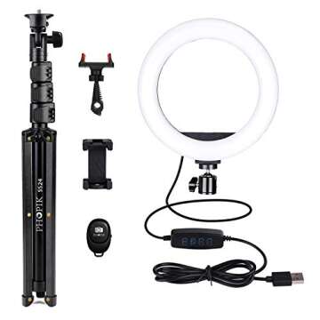 PHOPIK 8'' Adjustable Selfie Ring Light for All