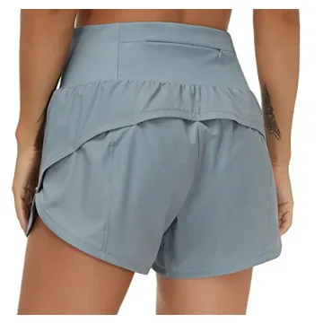 THE GYM PEOPLE Womens High Waisted Running Shorts Quick Dry Athletic Workout Shorts