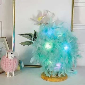 Larryhot Green Light Up Boa - 2Yards 75g Colorfu 20 LED Feather Boas for Party,Wedding,Halloween Costume,Christmas and Home Decoration (Aquamarine Green)