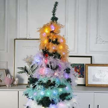 Larryhot Green Light Up Boa - 2Yards 75g Colorfu 20 LED Feather Boas for Party,Wedding,Halloween Costume,Christmas and Home Decoration (Aquamarine Green)