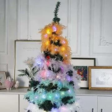 Larryhot Green Light Up Boa - 2Yards 75g Colorfu 20 LED Feather Boas for Party,Wedding,Halloween Costume,Christmas and Home Decoration (Aquamarine Green)