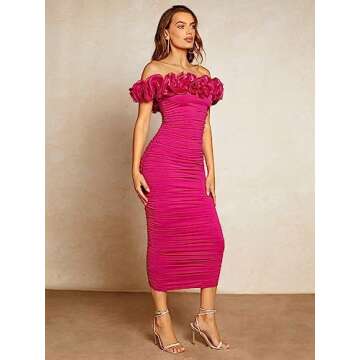 Stylish WDIRARA Off Shoulder Ruffle Maxi Dress for Women