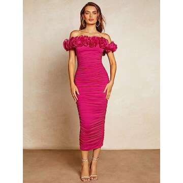 Stylish WDIRARA Off Shoulder Ruffle Maxi Dress for Women