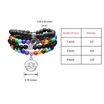 Jovivi 108 Mala Beads Chakra Bracelets Healing Crystal Necklace 6mm Lava Rock Stone Essential Oils Diffuser Bracelet 7 Chakras Bracelets Yoga Meditation for Stress Relief